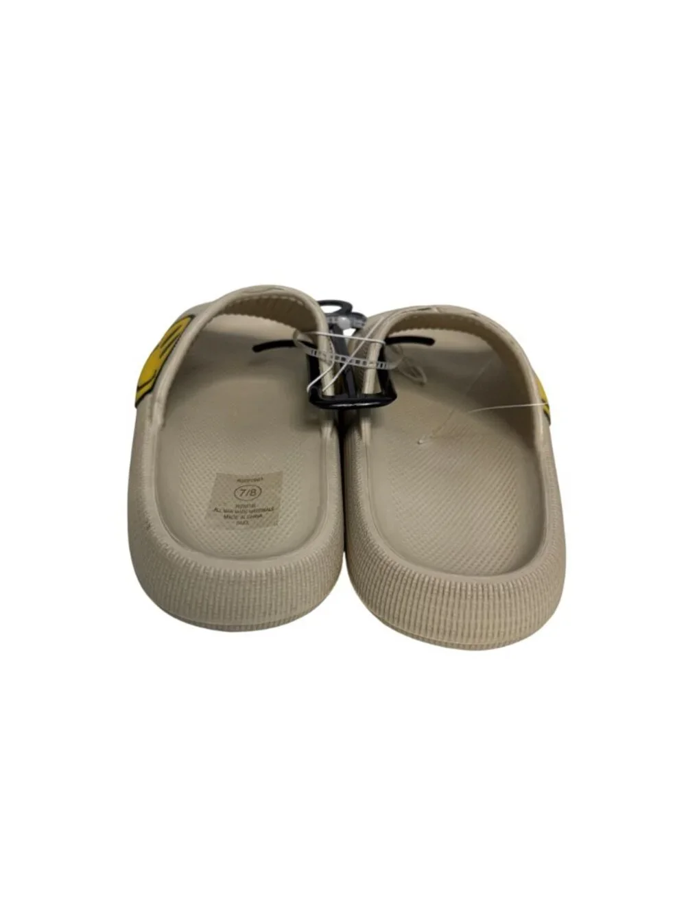 CoXist Slide Sandals Smiley Face Size 7/8 Unisex NWOT Beige - Picture 4 of 6